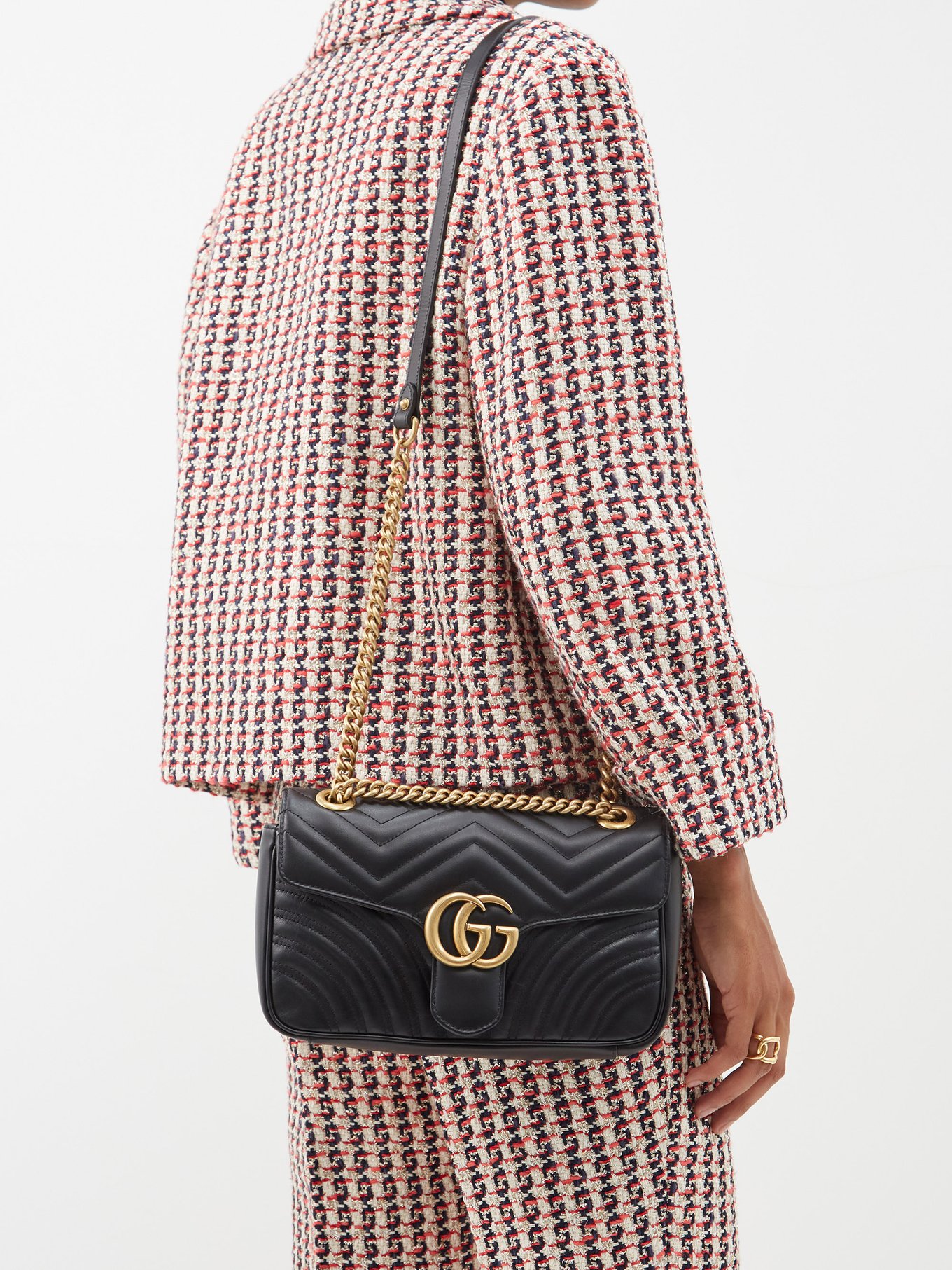 Gucci - GG Marmont Small Quilted Leather Shoulder Bag - Black