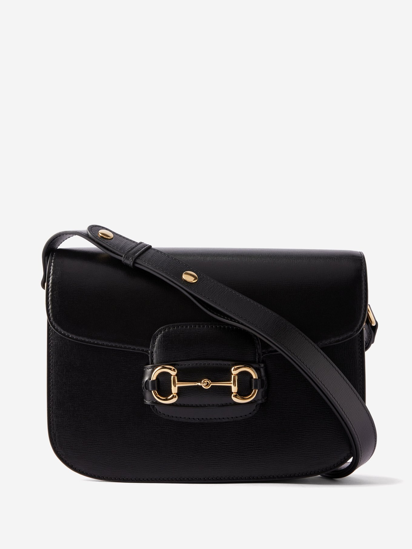 GUCCI -AUTHENTIC BLACK LEATHER & SUEDE SHOULDER BAG-GOLD HARDWARE AND CLASP