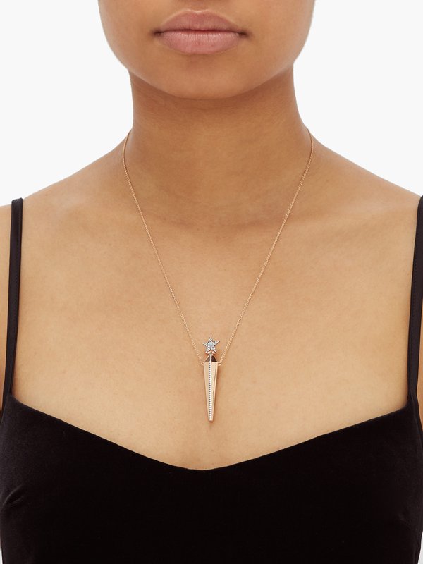 Diane Kordas Diamond & 18kt rose-gold amulet necklace