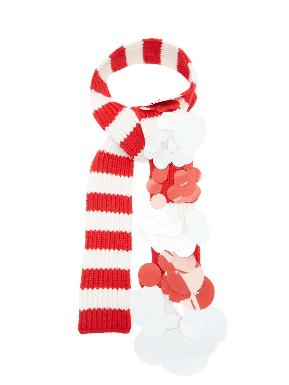 Prada Sequinned striped cashmere scarf