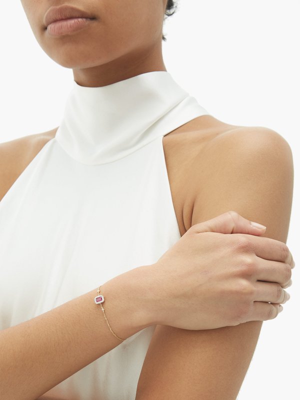 Anissa Kermiche July diamond, ruby & 14kt gold bracelet