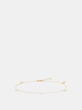 Mateo 5 Point pearl & 14kt gold anklet