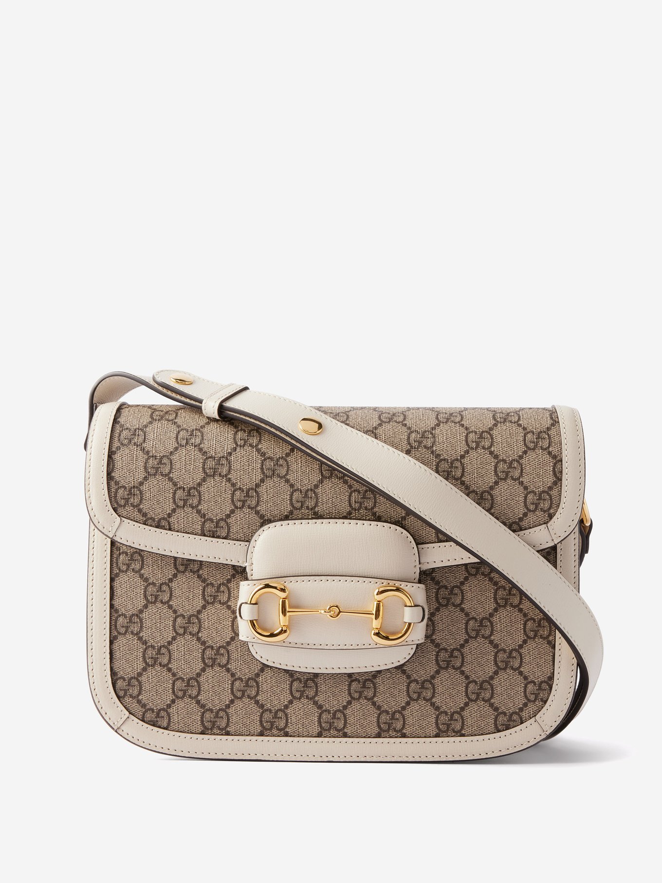 GUCCI Horsebit 1955 small leather-trimmed printed coated-canvas shoulder  bag