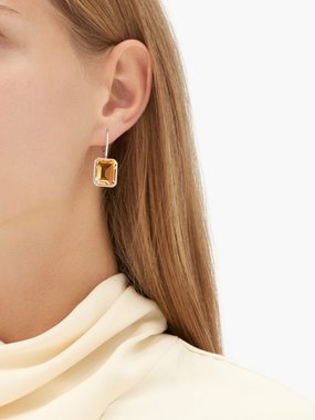 Shay Portrait diamond, topaz & 18kt white-gold earrings