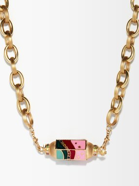 Marie Lichtenberg Rosa Chain sapphire, enamel & 14kt gold choker