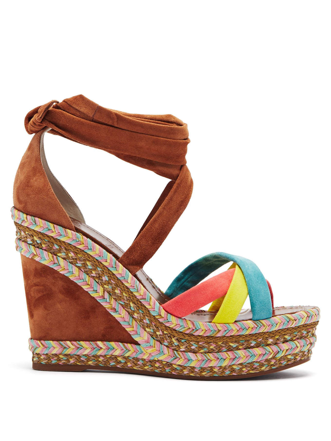 Christian Louboutin Multicolor Leather Espadrille Wedge Ankle Strap Sandals  Size 41 Christian Louboutin