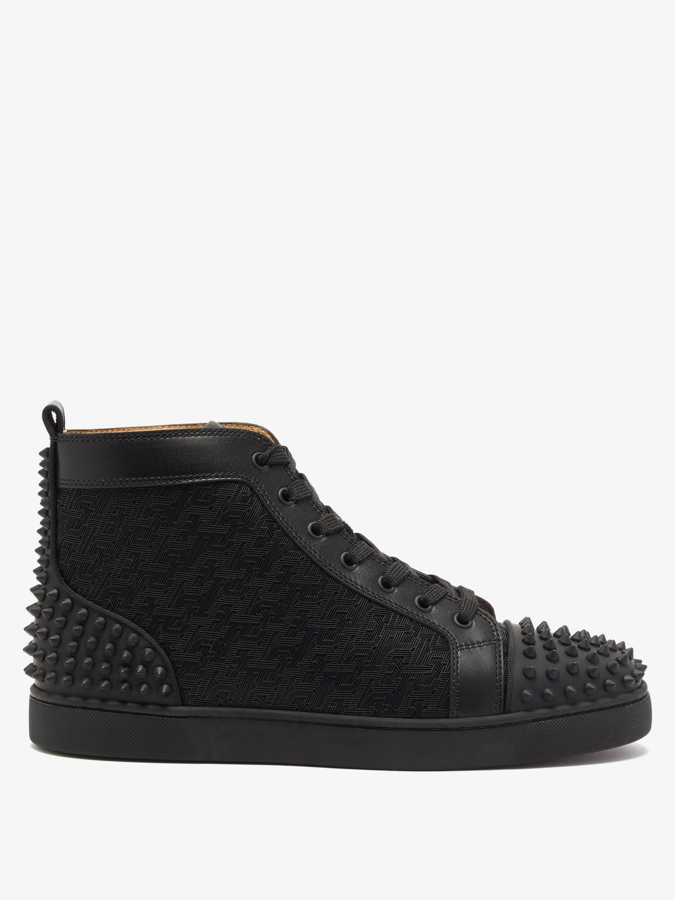 Christian Louboutin Black Leather Louis Spikes High Top Sneakers Size 44.5  Christian Louboutin