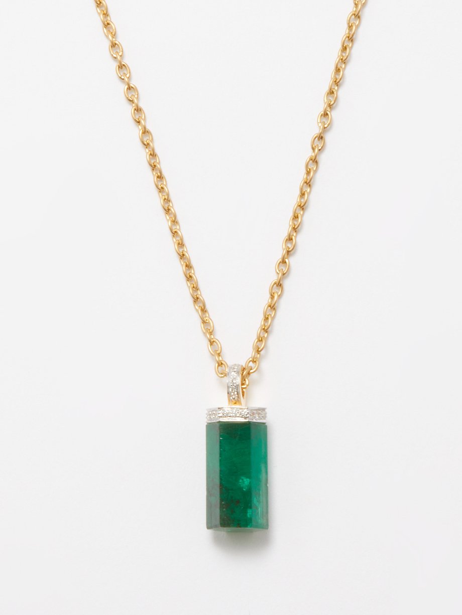 Jade Jagger Diamond, emerald & 18kt gold necklace