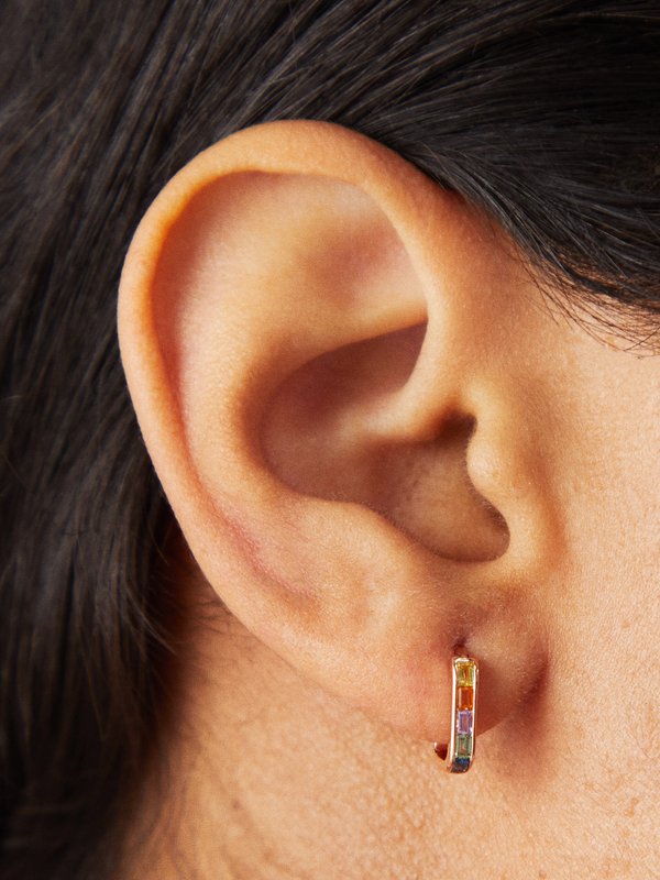 Raphaele Canot Sapphire & 18kt rose-gold hoop earrings