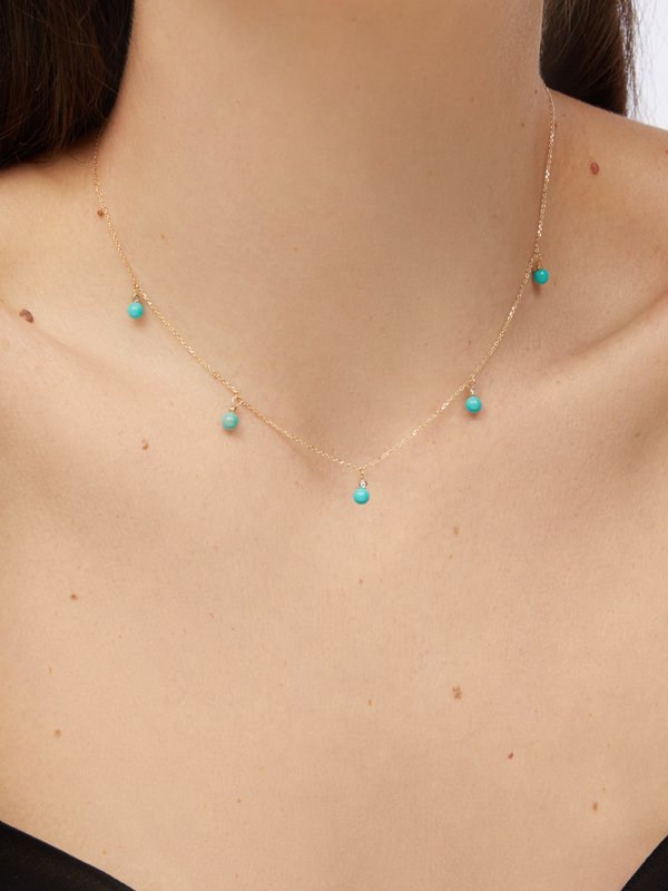 Mateo Five Dot diamond, turquoise & 14kt gold necklace