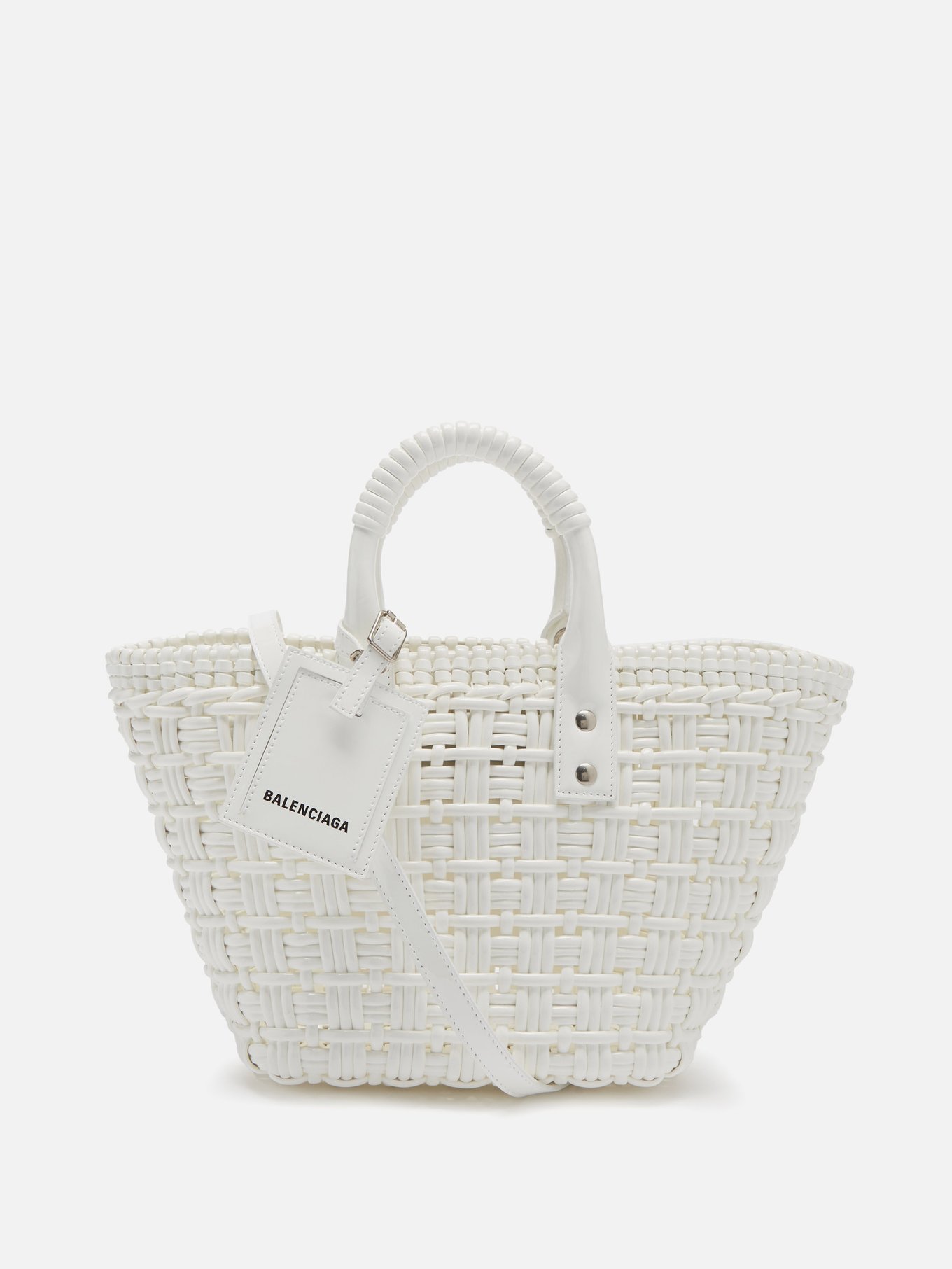 White Bistrot braided PVC tote bag Balenciaga | MATCHESFASHION