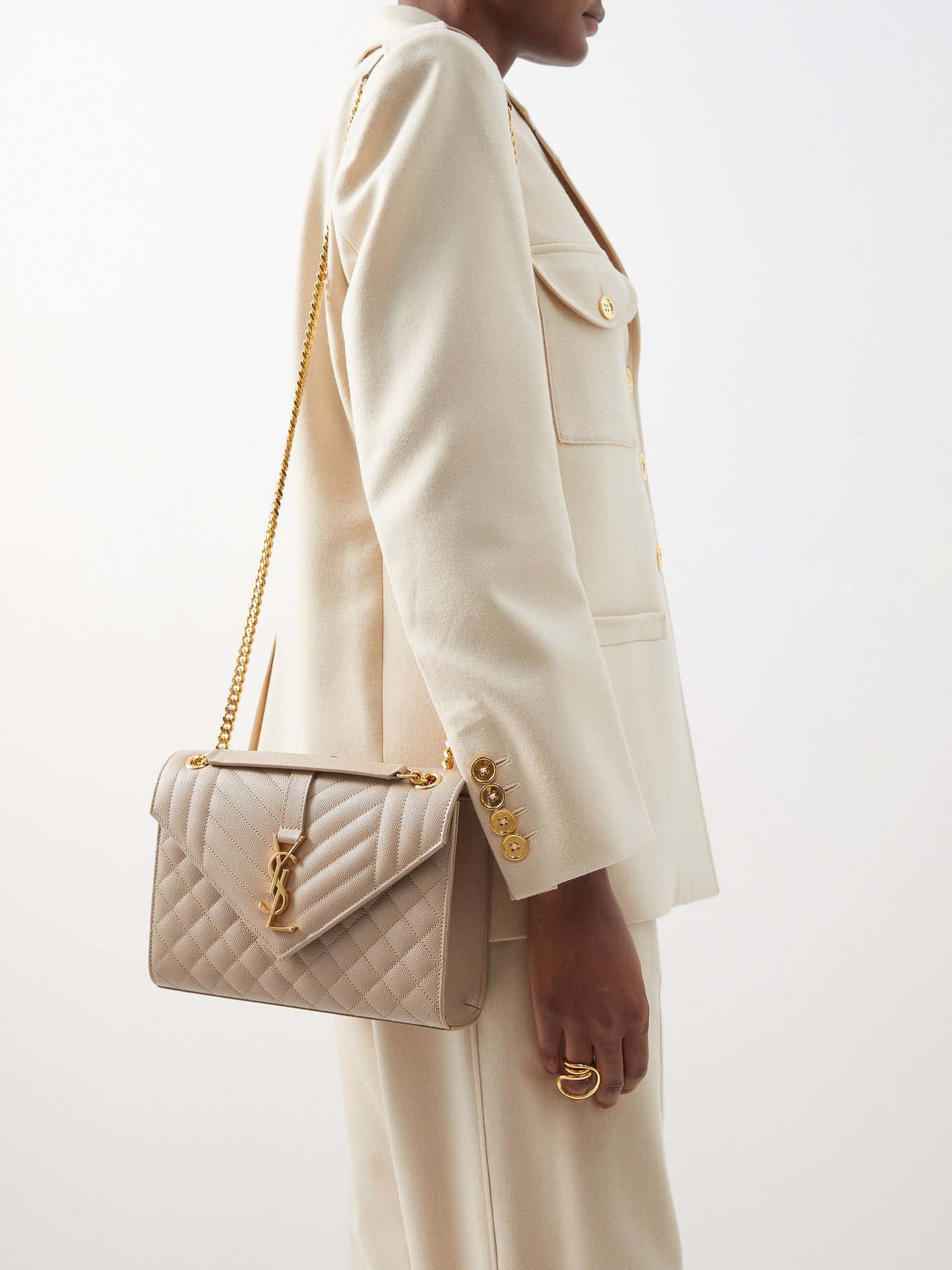 Envelope matelassé-leather shoulder bag | Saint Laurent