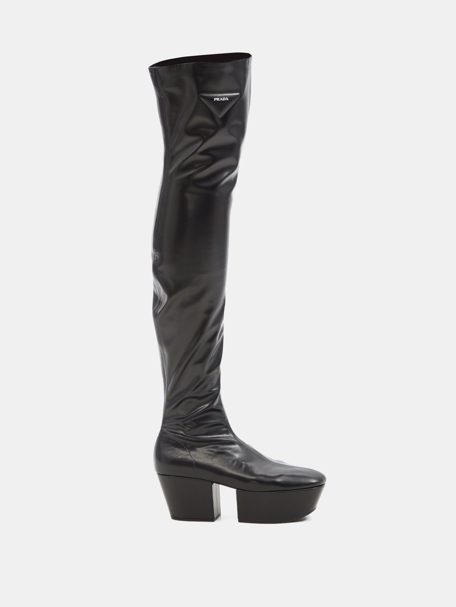 Prada Over-the-knee leather platform boots