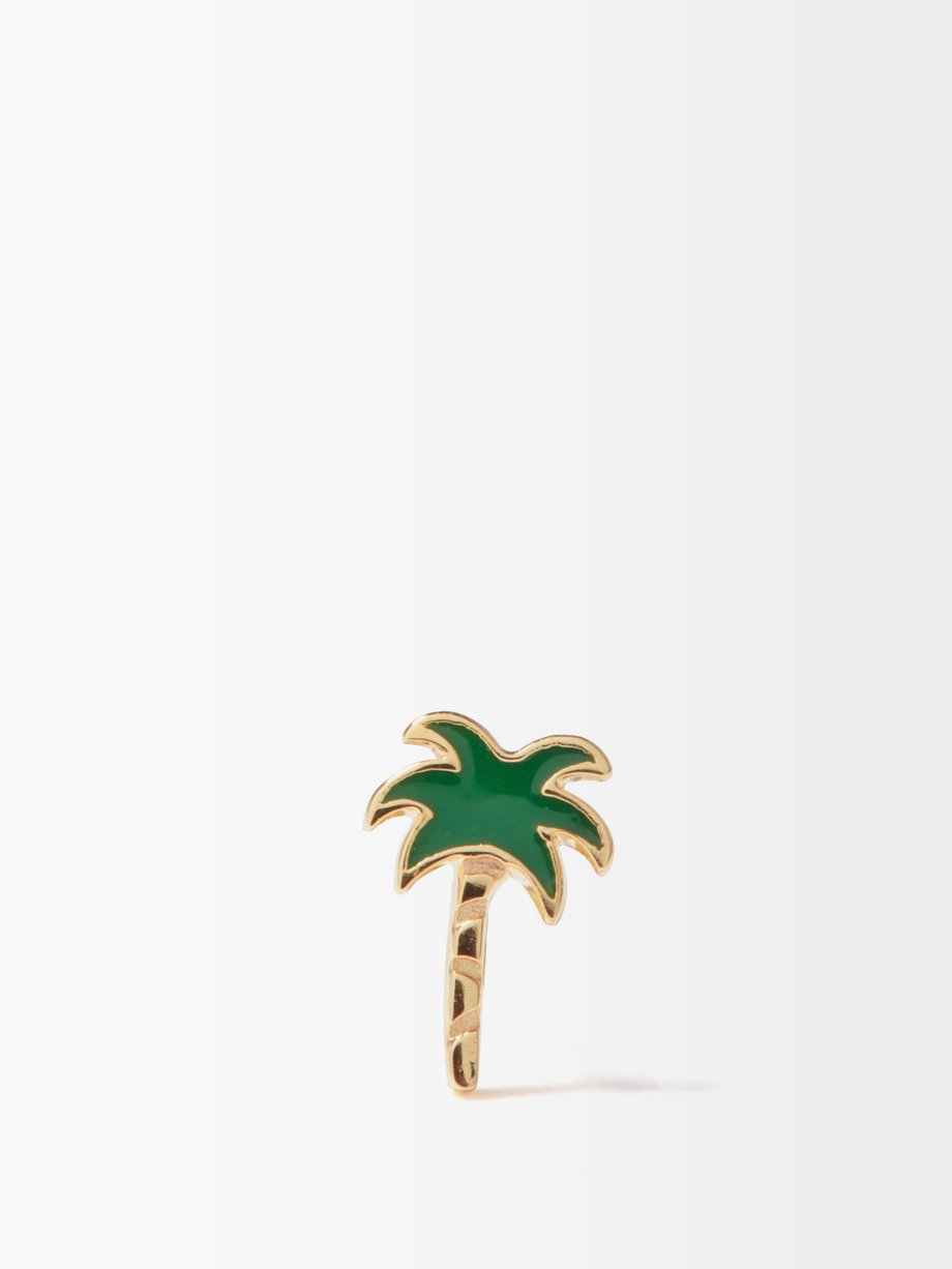 Alison Lou Palm Tree enamel & 14kt gold single earring