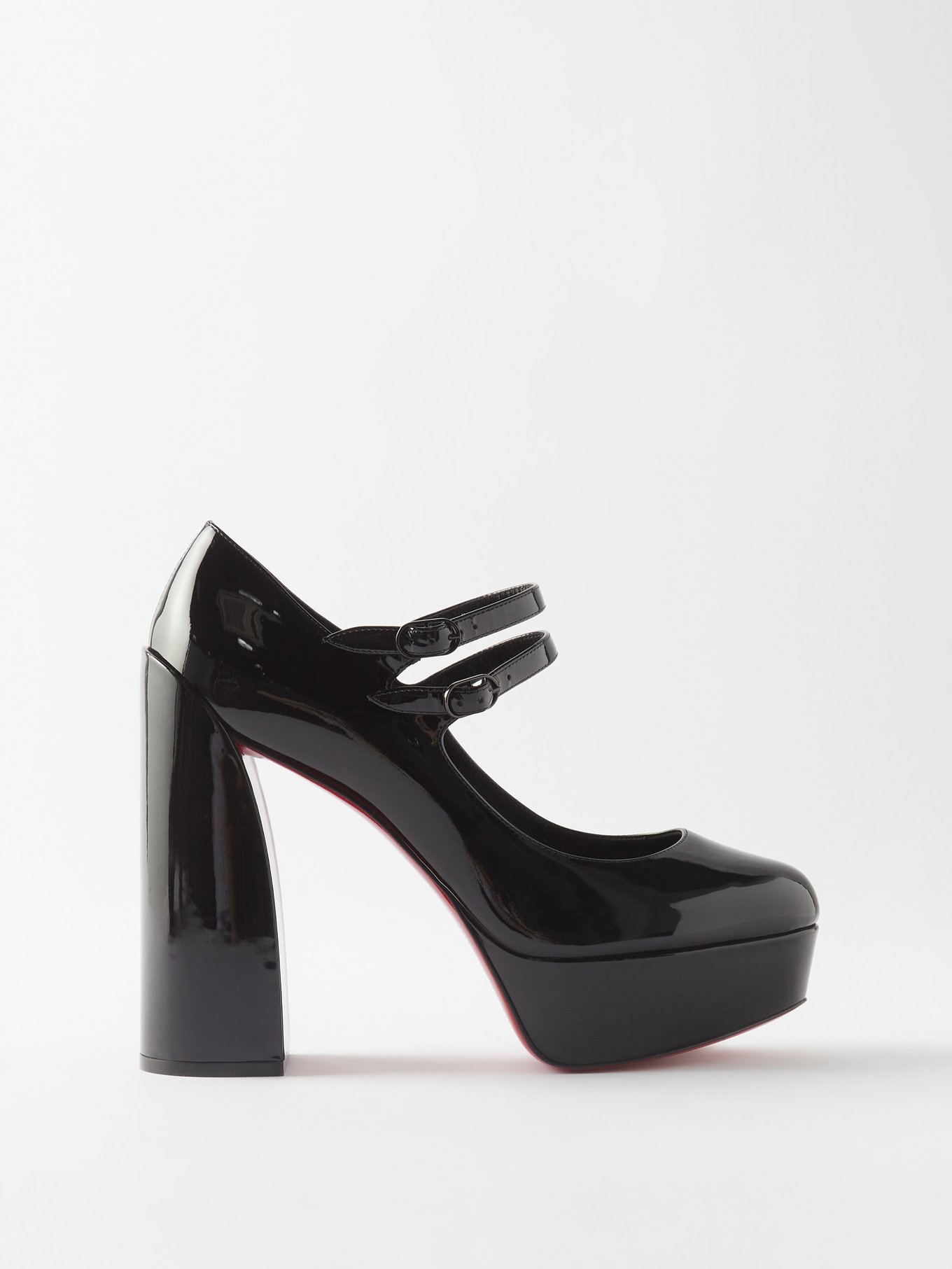 Christian Louboutin Black Patent Leather Lady Peep Toe Platform Pumps Size 35