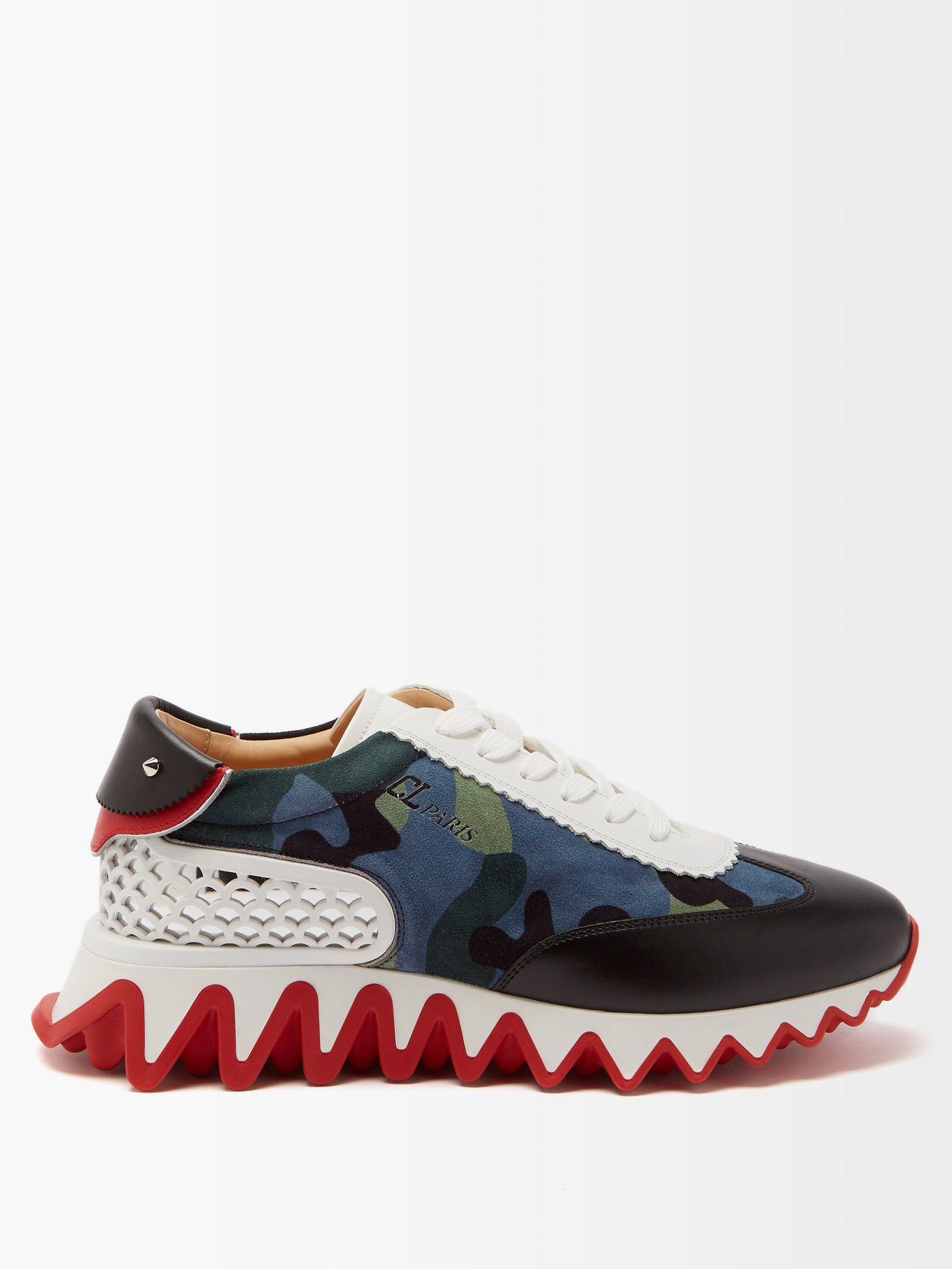 Christian Louboutin Blue/Red Suede And Leather Loubishark Low Top Sneakers  Size 41 Christian Louboutin