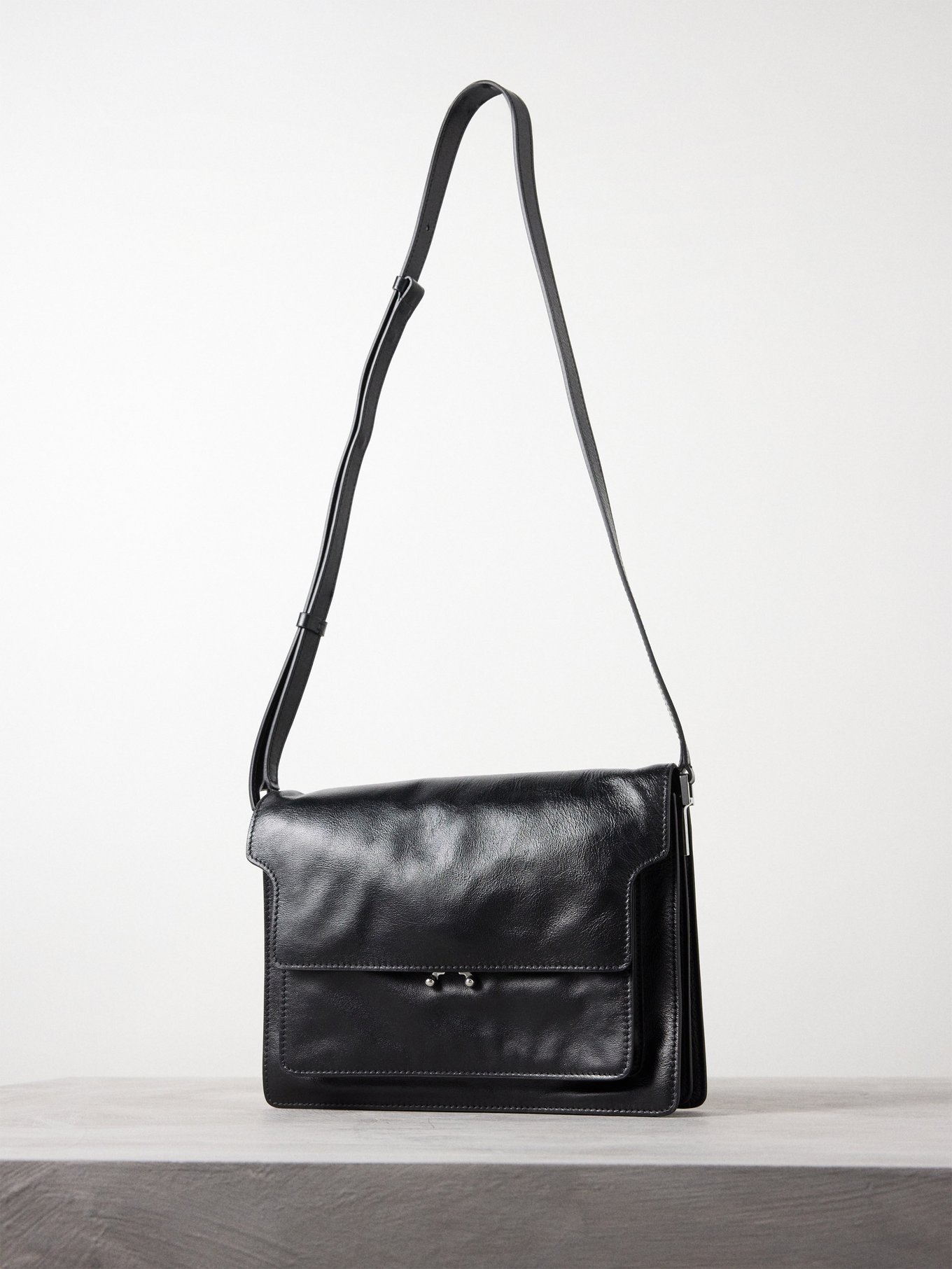 Trunk Leather Shoulder Bag in White - Marni
