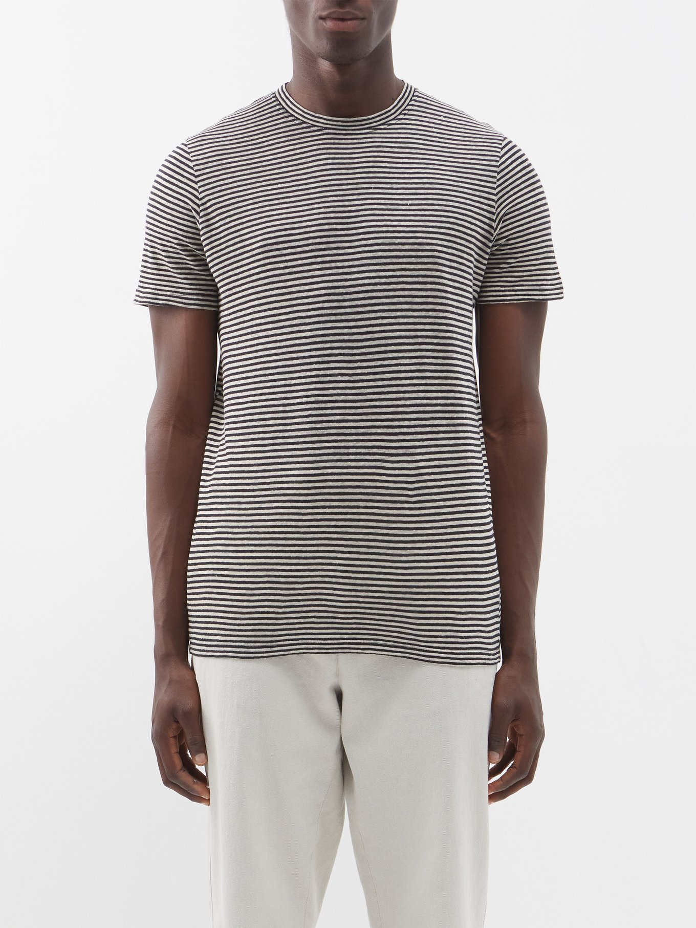 Leon striped linen-blend jersey T-shirt video