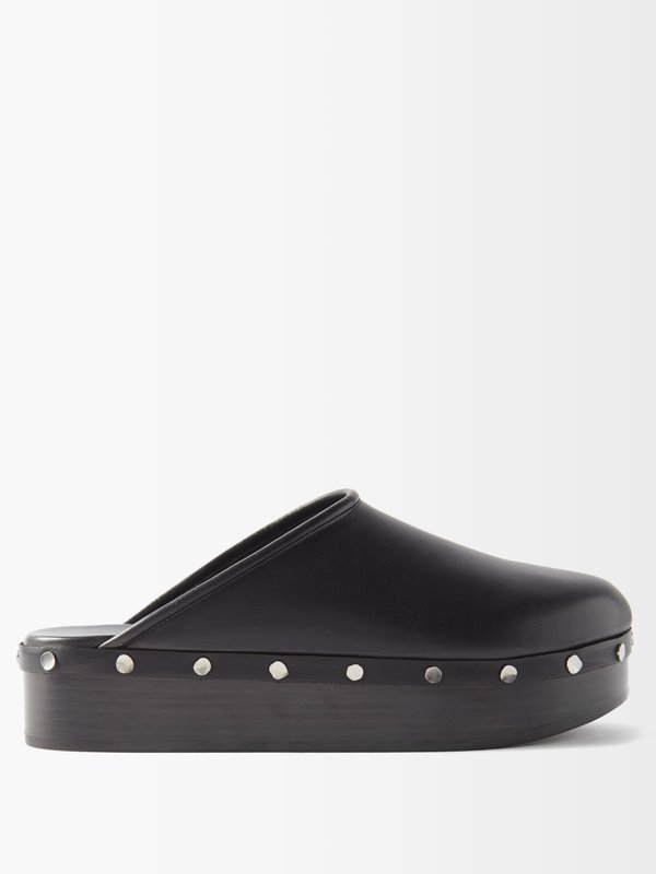 CO Studded leather backless loafers