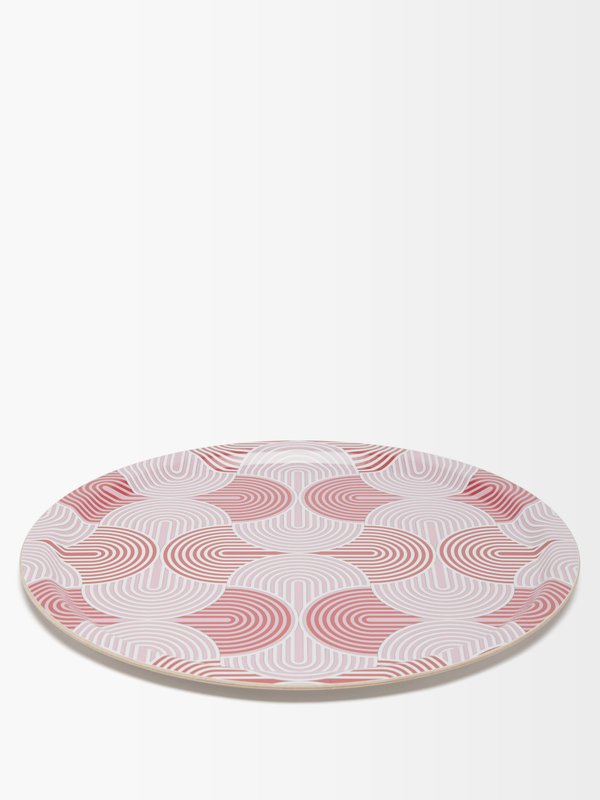La DoubleJ Slinky Rosso-print laminated-wood round tray