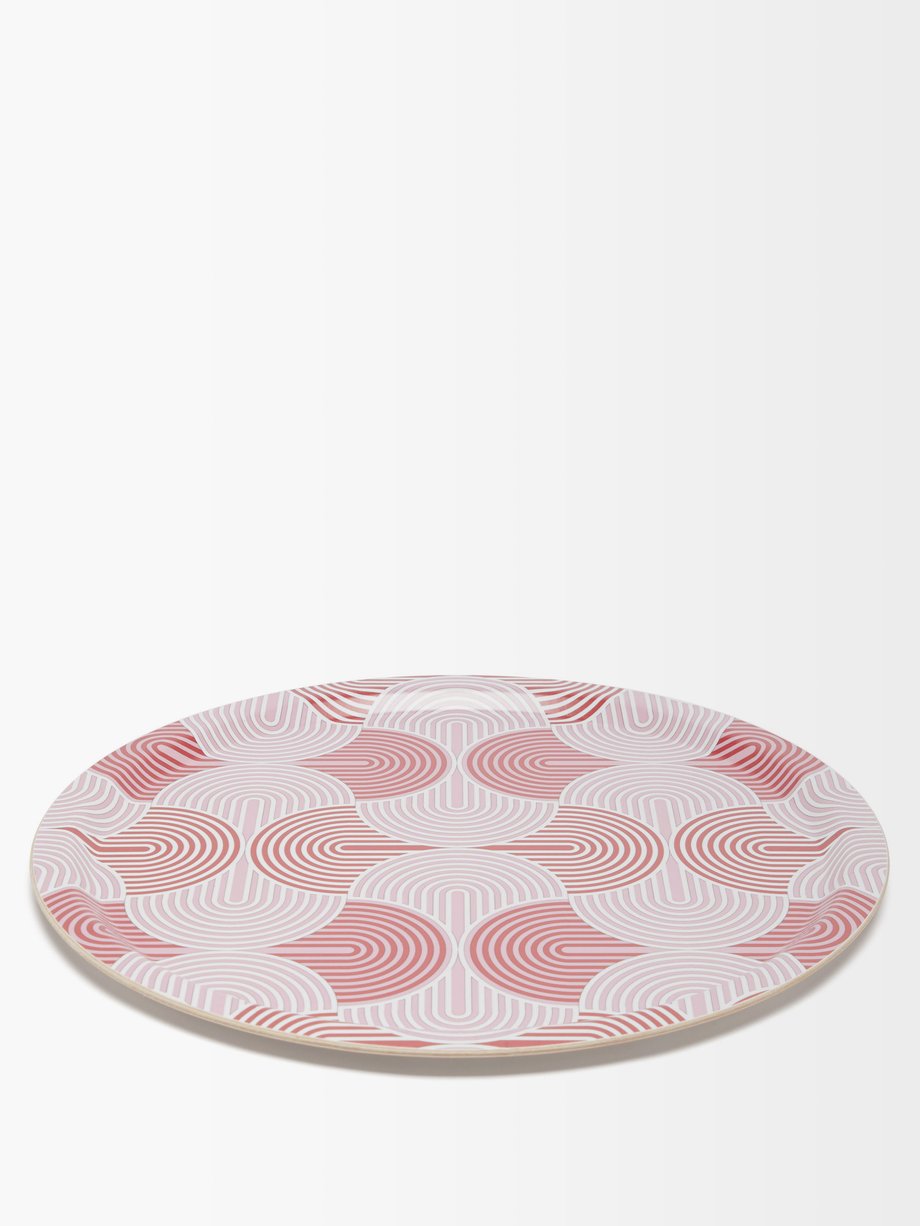 La DoubleJ Slinky Rosso-print laminated-wood round tray