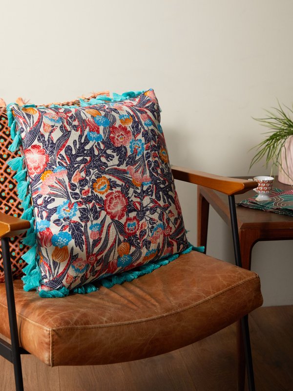 La DoubleJ Floral-print cotton-blend cushion