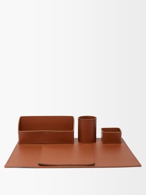 Rabitti 1969 Todi five-piece leather desk set