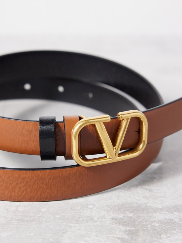 Valentino Garavani V-Logo slim reversible leather belt