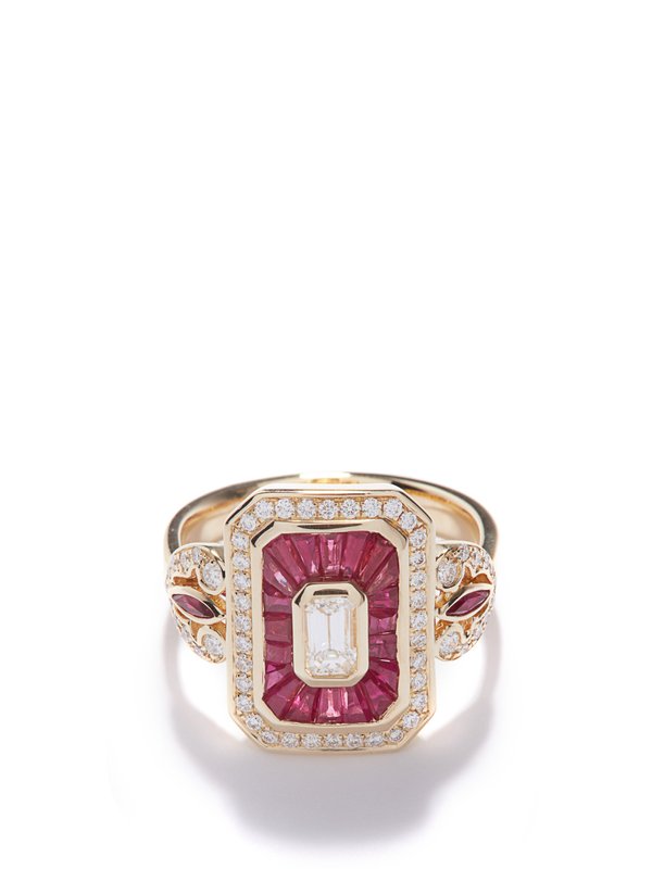 Rainbow K Royale diamond, ruby & 18kt gold ring