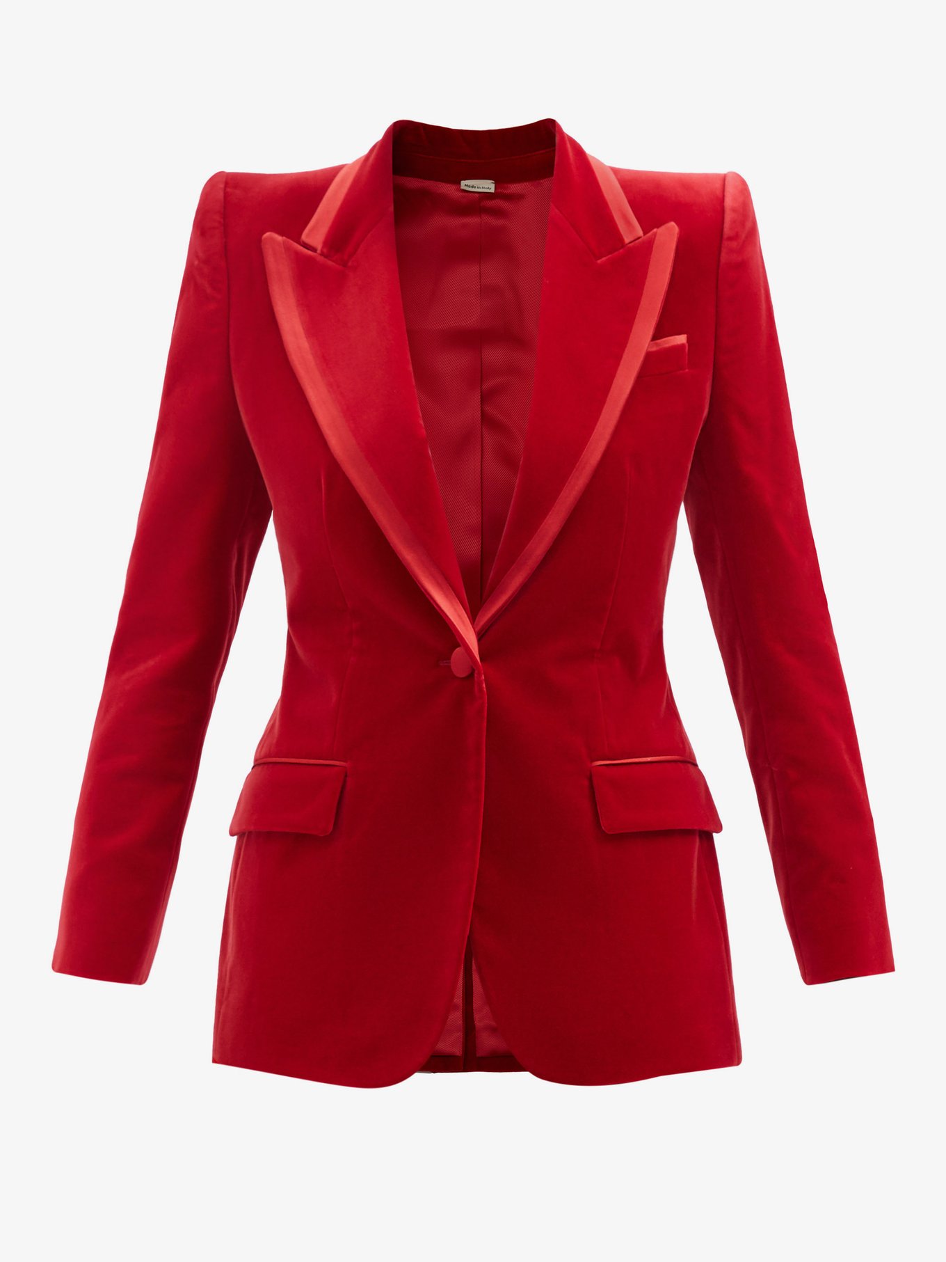Red Single-breasted cotton-blend velvet suit jacket, Gucci