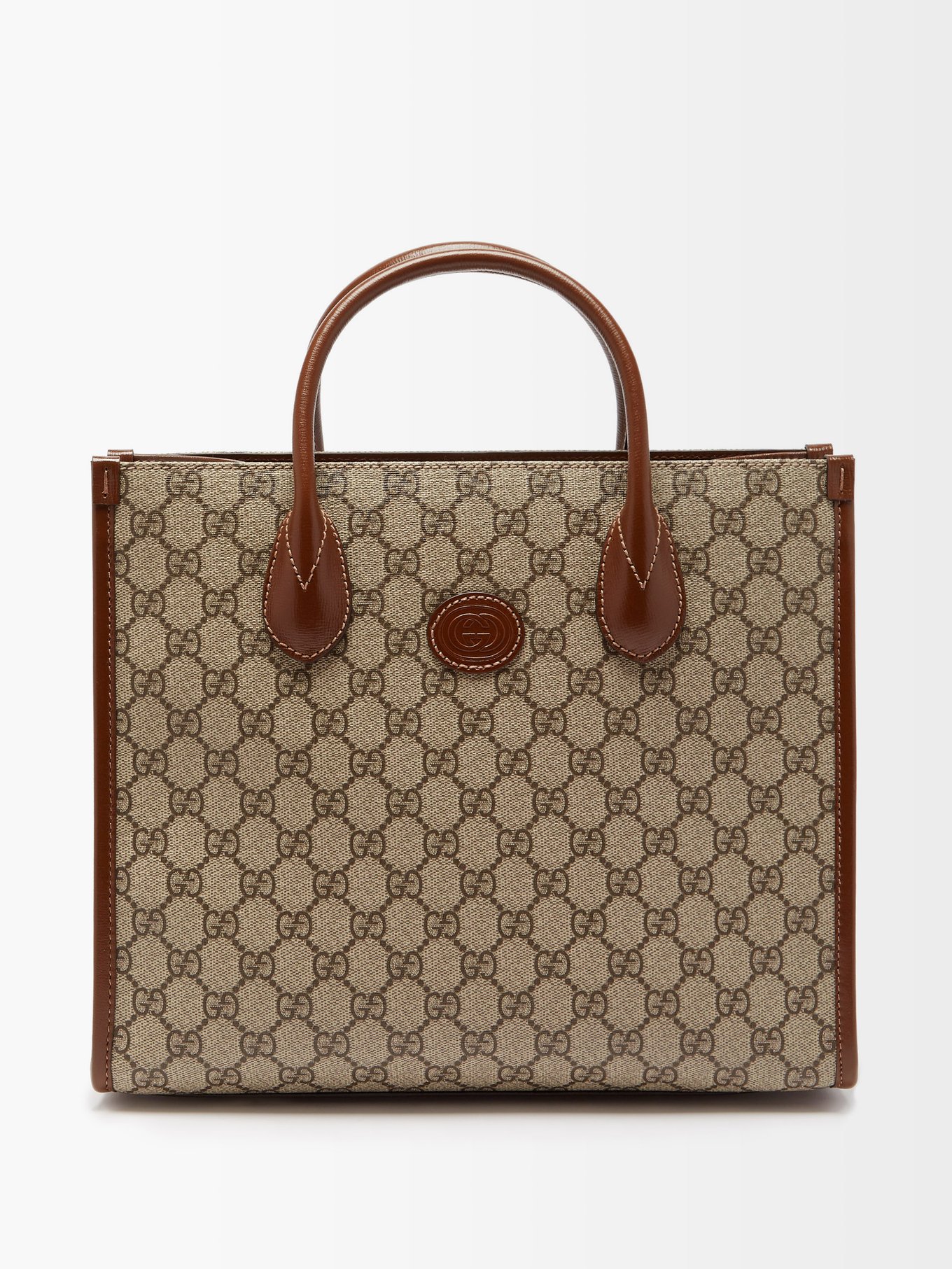 Neutral Small GG-logo coated-canvas tote bag, Gucci