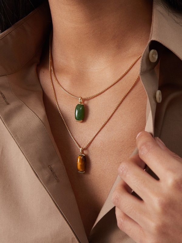 Fernando Jorge Oblong nephrite jade & 18kt gold necklace