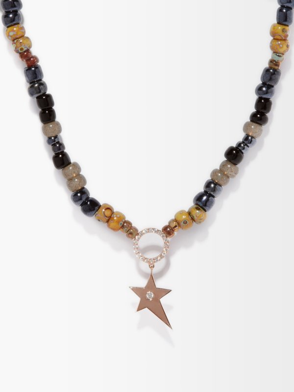 Diane Kordas Diamond & 14kt rose-gold beaded necklace