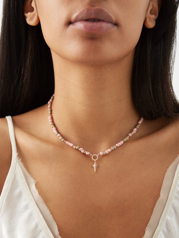 Diane Kordas Diamond & 14kt rose-gold beaded necklace