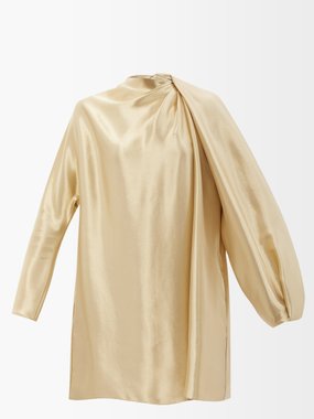 Fendi Draped-neck silk-blend dress