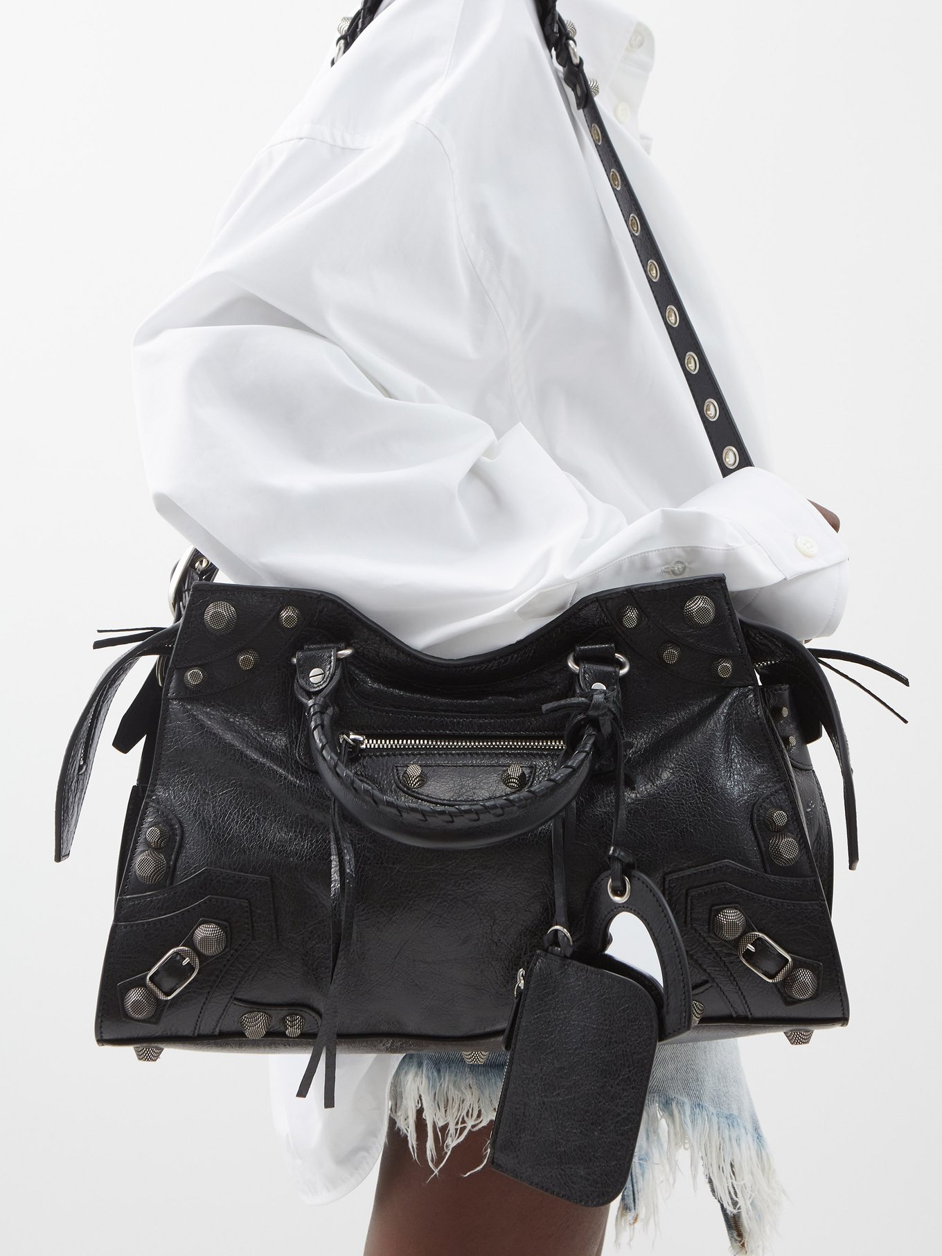 Black Cagole City grained-leather bag | Balenciaga | US