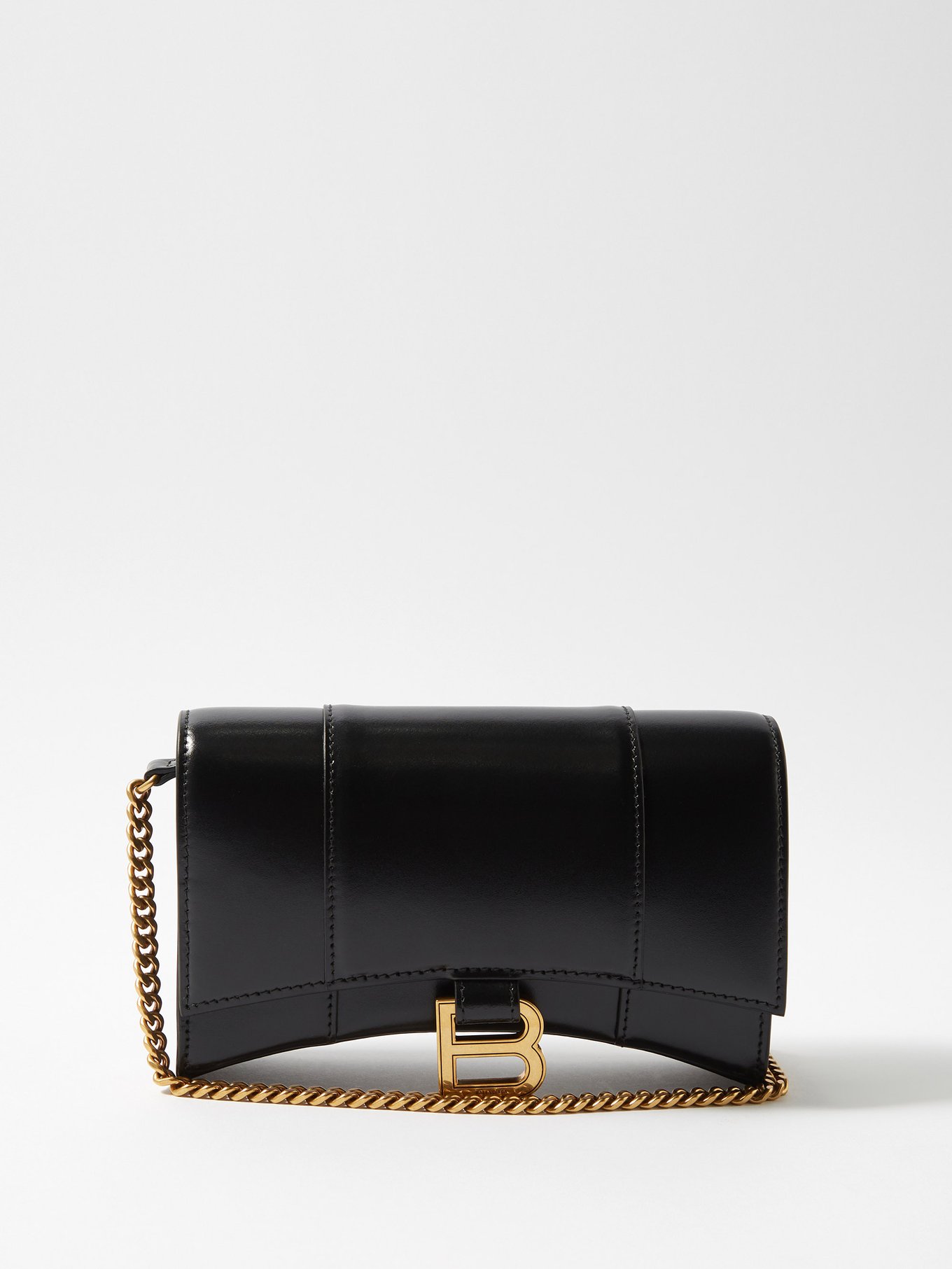 BALENCIAGA: Hourglass XS bag in leather - Black  Balenciaga mini bag  5928331QJ4M online at