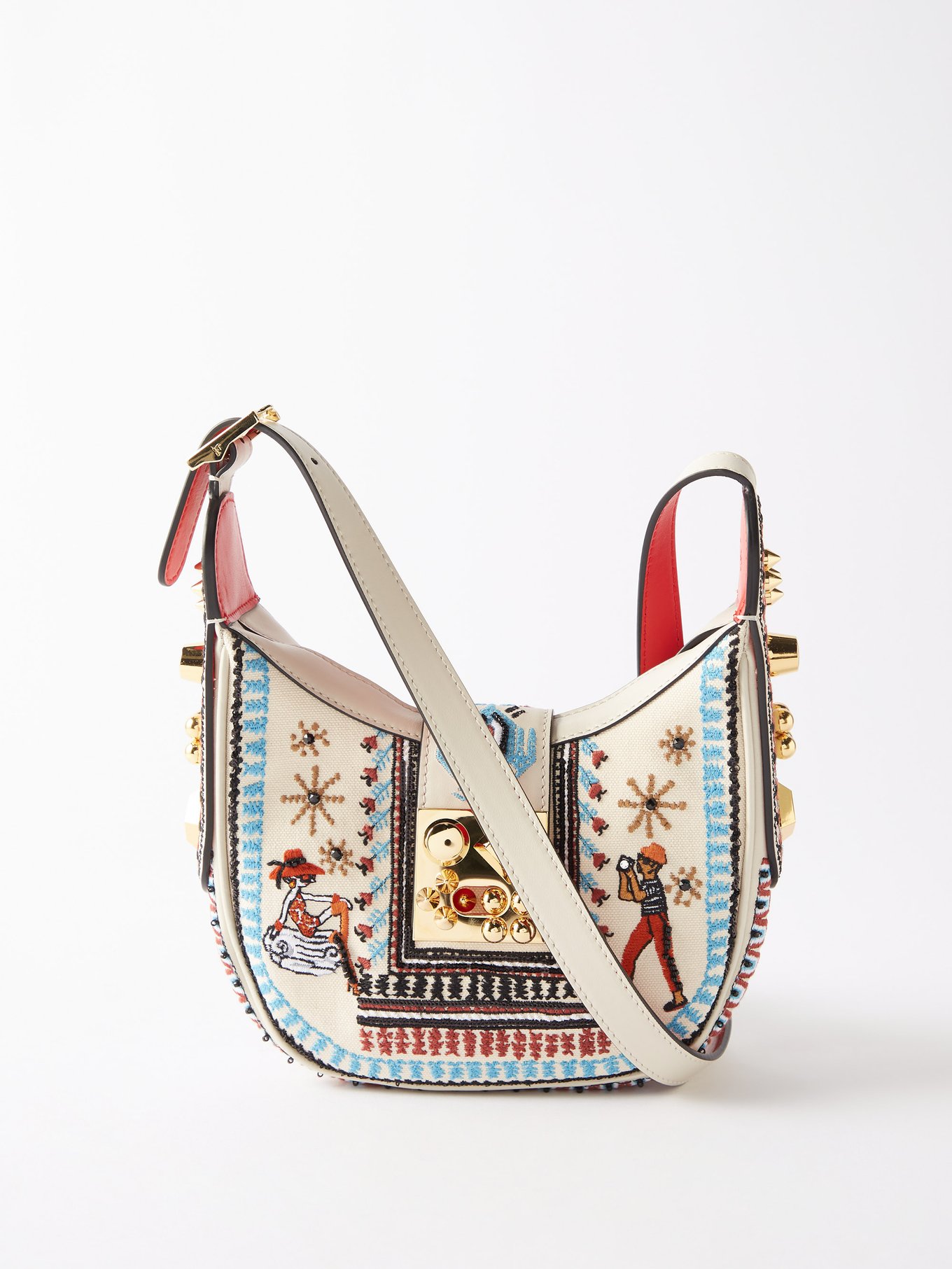 Christian Louboutin Multicolor Embroidered Canvas Greekaba Tote Bag
