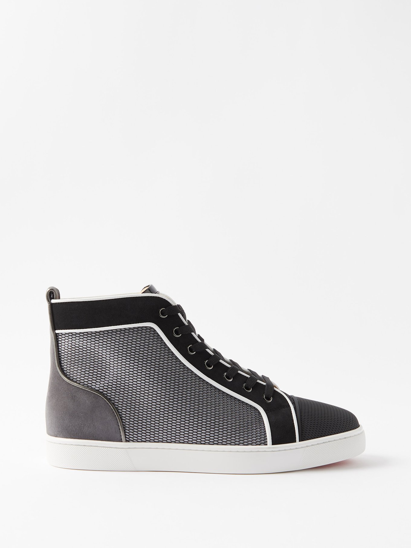 Black Louis Orlato suede and mesh high-top trainers, Christian Louboutin