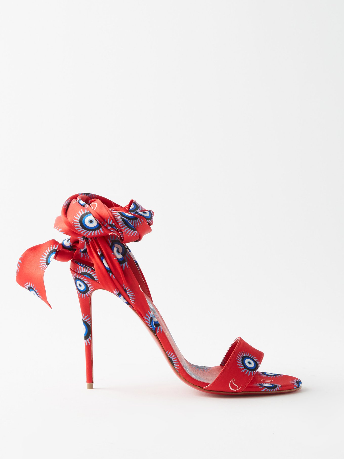 Christian Louboutin - Sandale du désert 100 Bow-tied Leather Sandals - Womens - Red Multi
