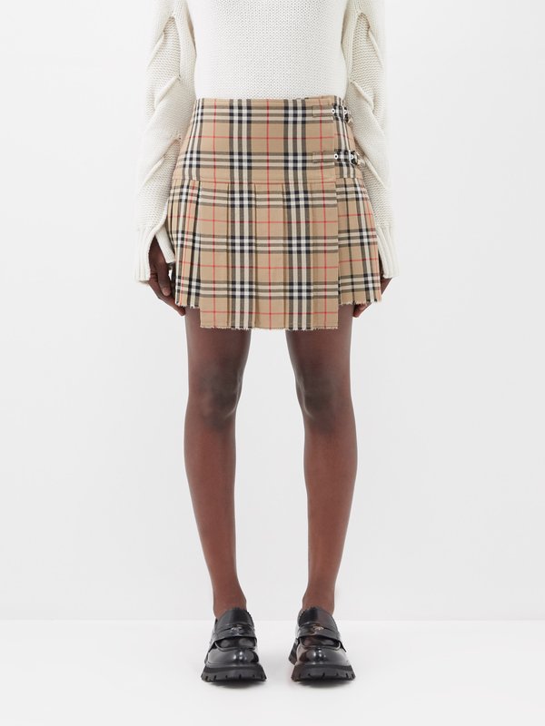 Burberry Zoe checked-wool kilt mini skirt