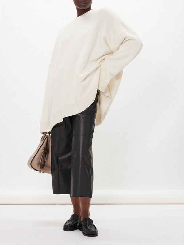 LOEWE Cropped leather wide-leg trousers
