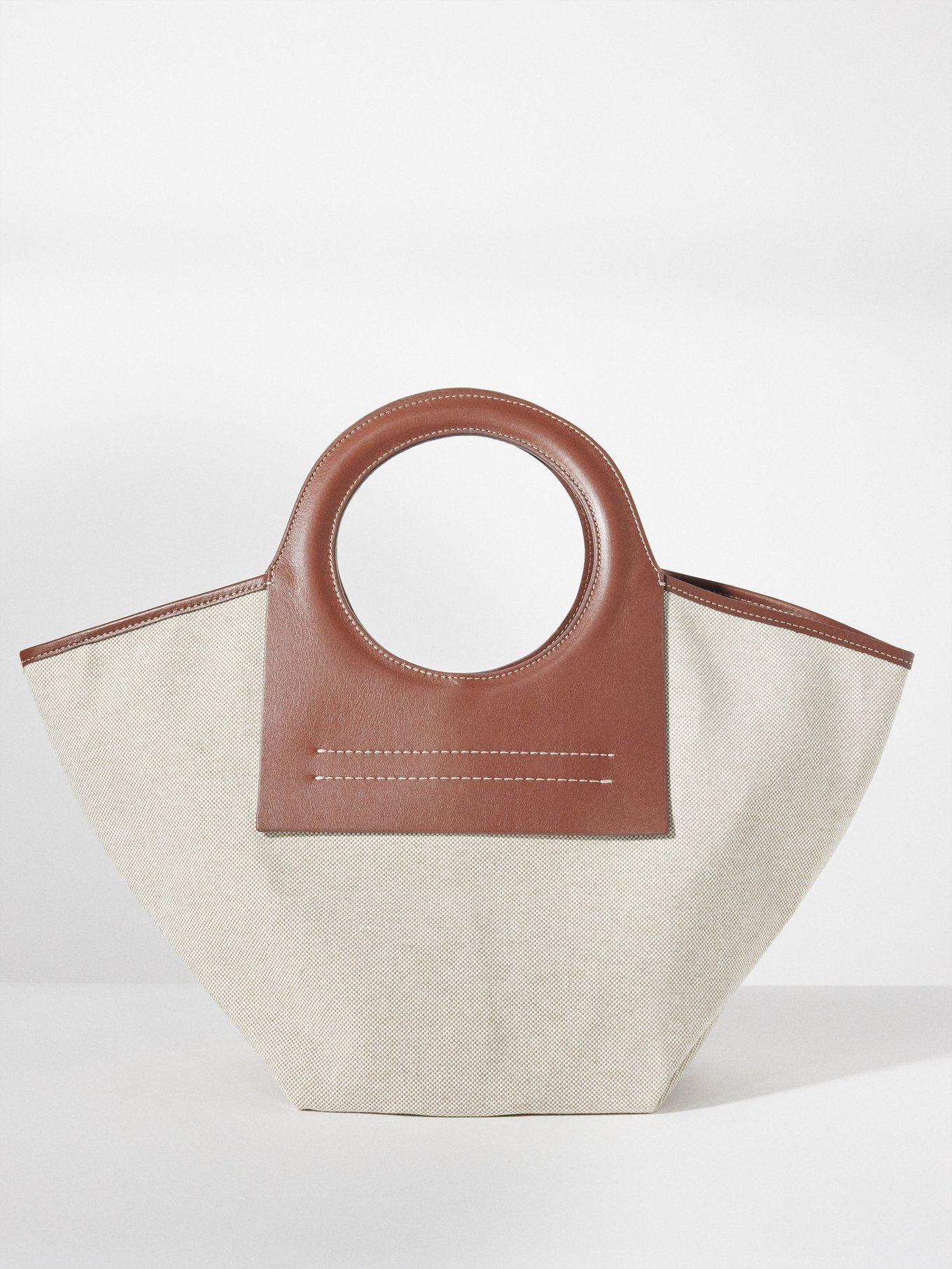 Hereu Coloma Small Woven Leather Tote In Tan