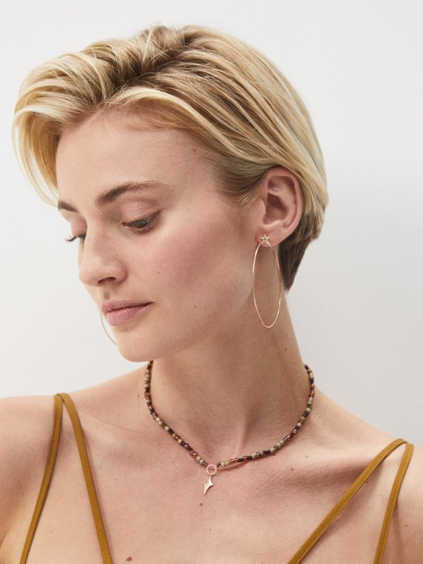 Diane Kordas Shield diamond, amber & 14kt gold necklace