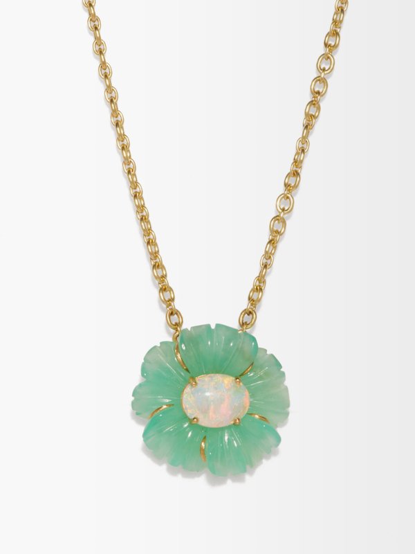 Irene Neuwirth Tropical Flower opal, chrysoprase & gold necklace