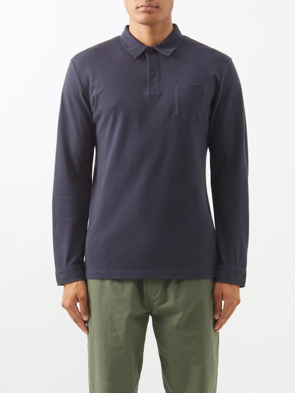 Sunspel Riviera cotton-piqué long-sleeved polo shirt