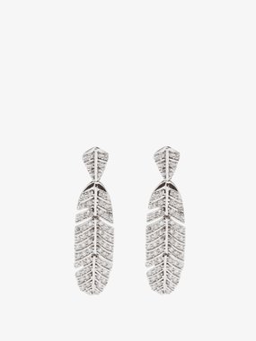 Jade Jagger Paradisica leaf diamond & 18kt white-gold earrings