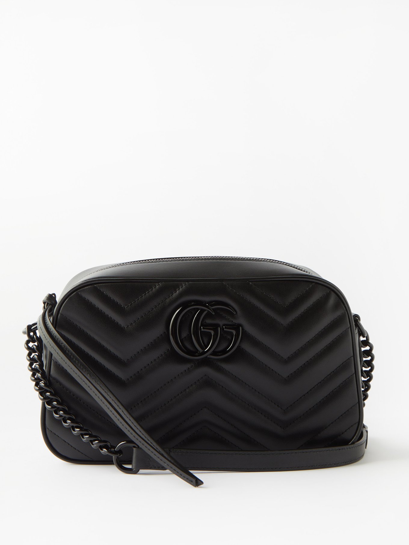 Small duffle bag with tonal Double G in black leather