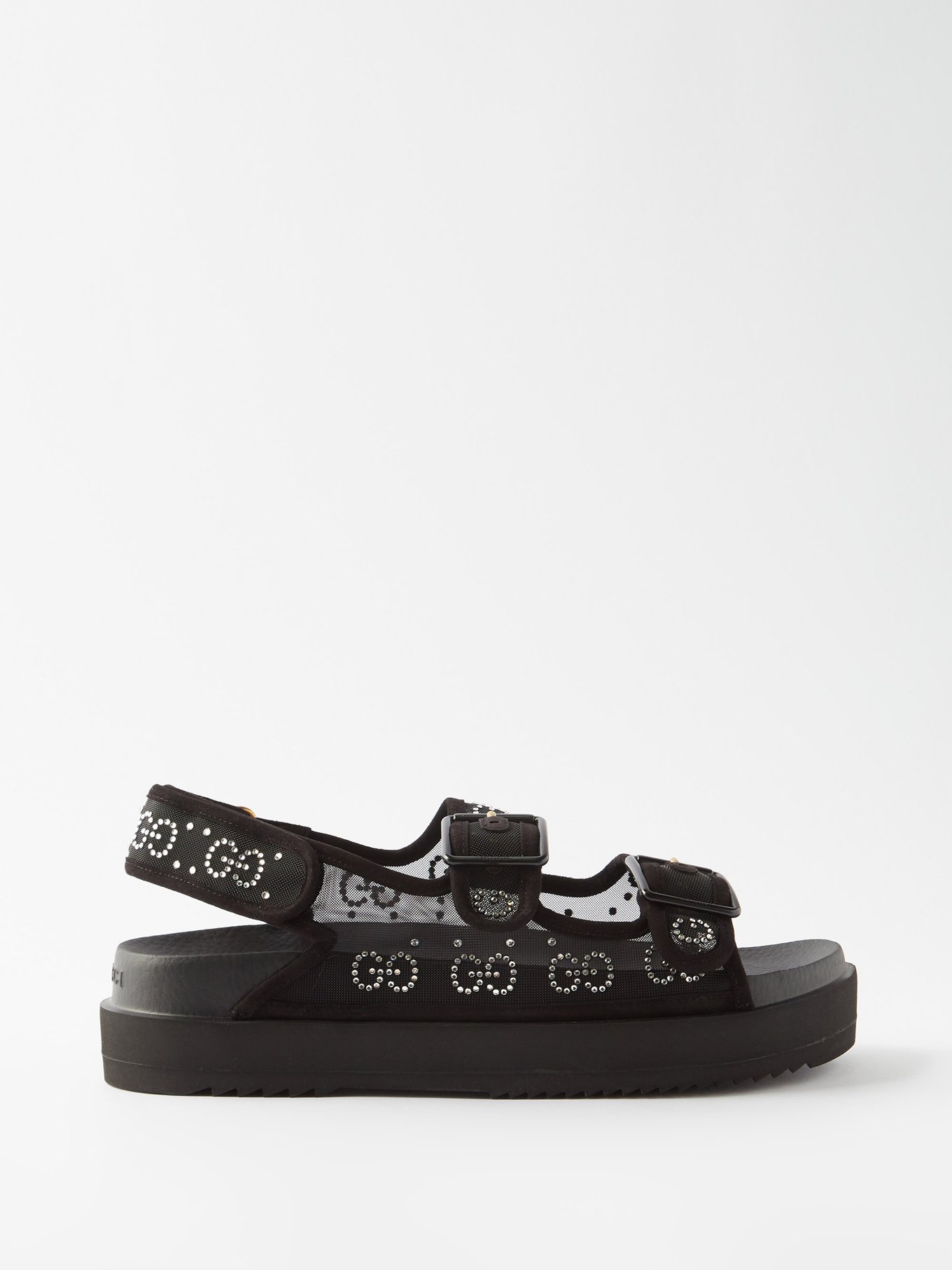 Gucci Black Rubber GG Platform Sandals Size 37 Gucci