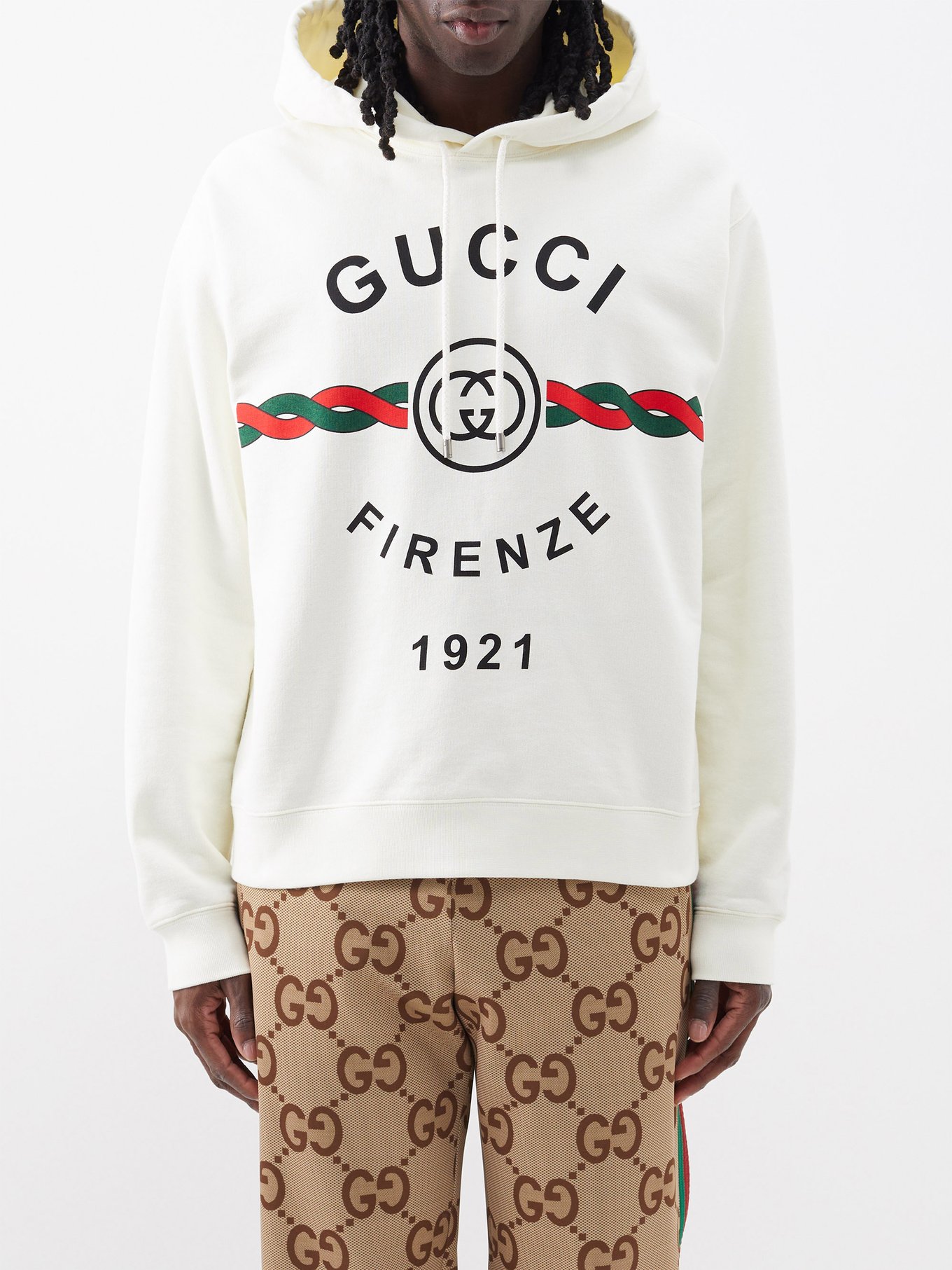 White multi Firenze logo-print hooded sweatshirt | Gucci | MATCHESFASHION US
